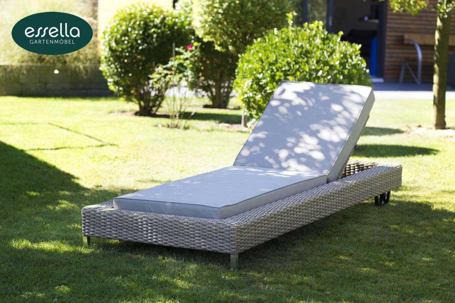 Polyrattan Sonnenliege Long Island Rundgeflecht Essella-Markenshop