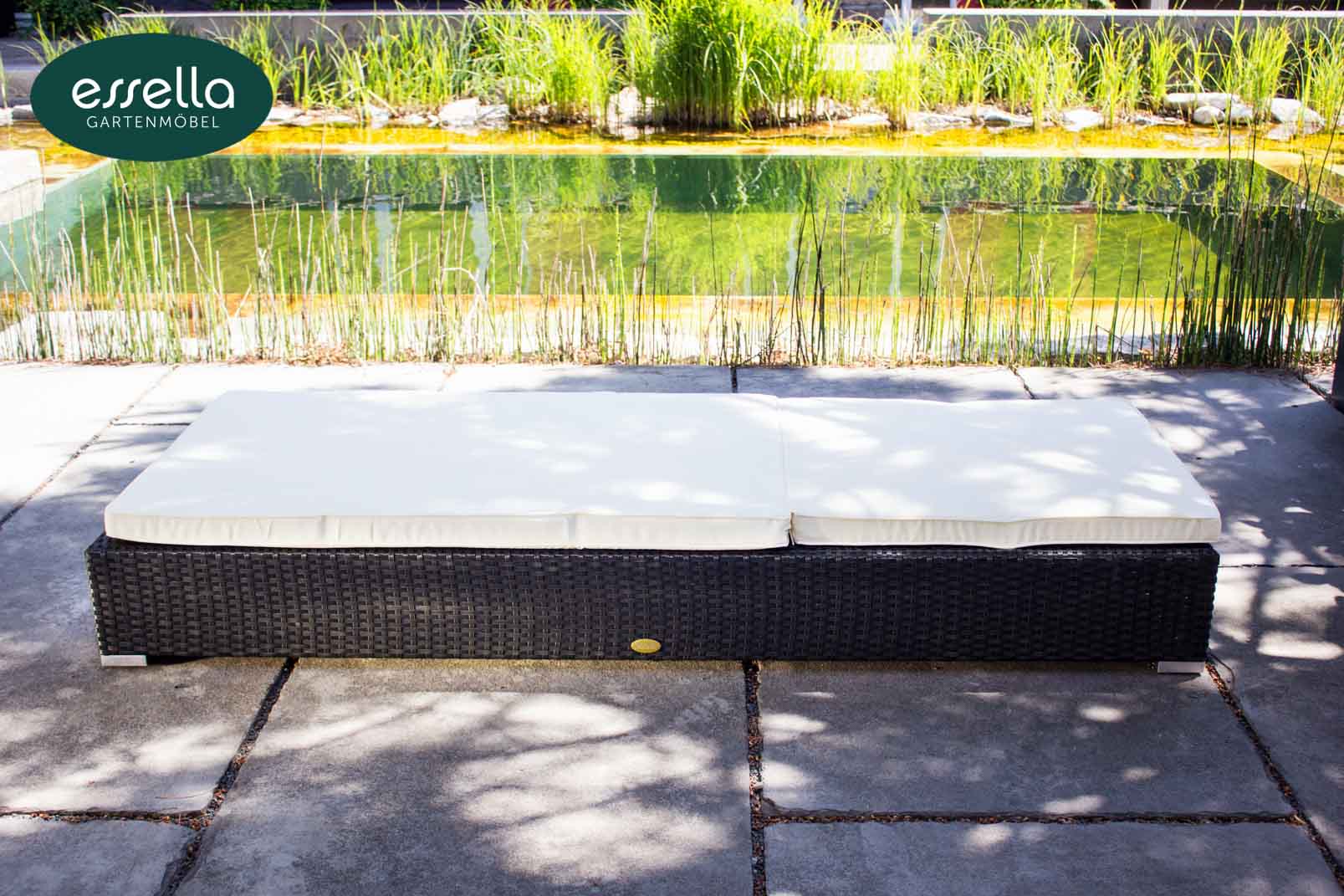 Polyrattan Sonnenliege Jamaica 2-Personen Flachgeflecht Essella-Markenshop