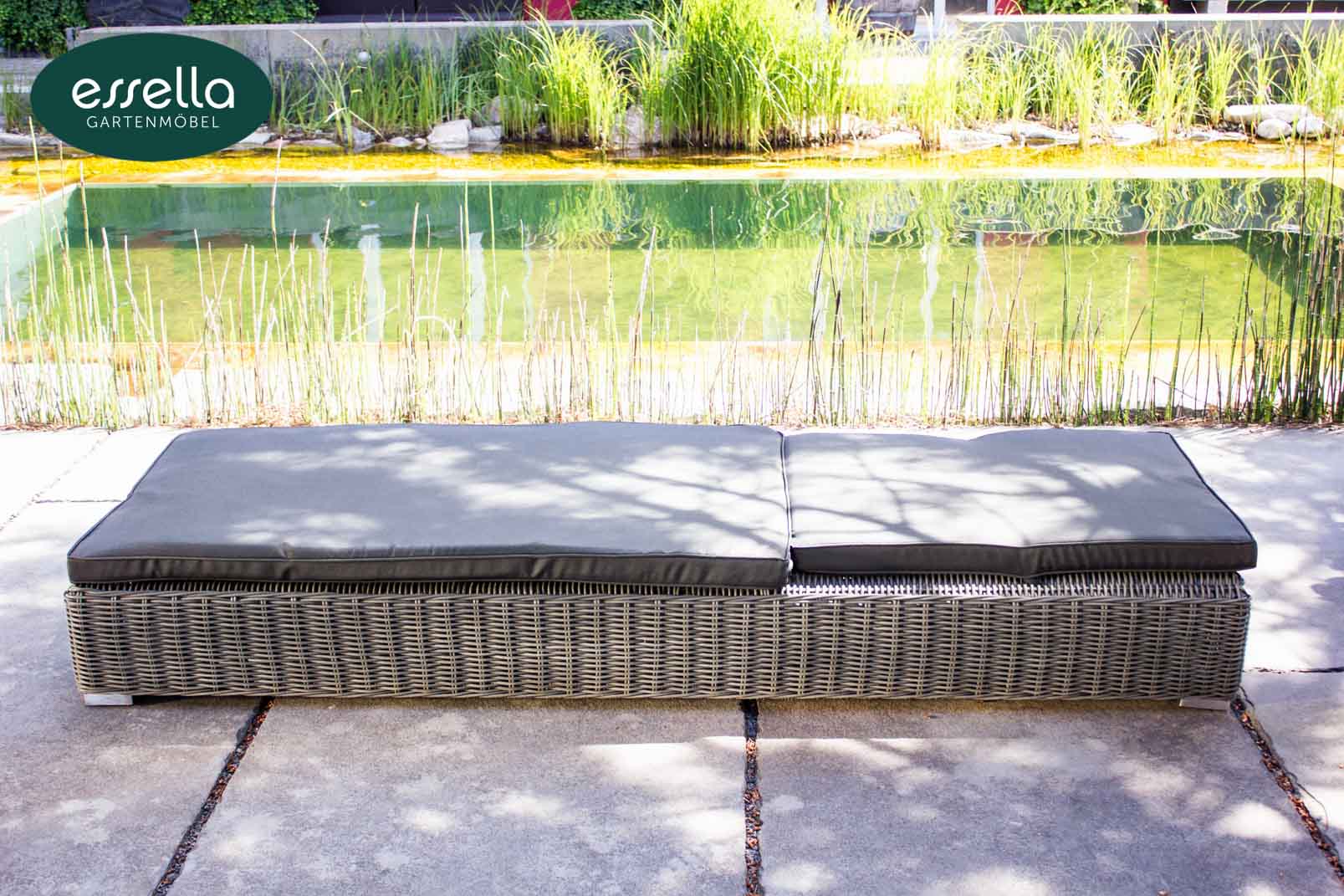 Polyrattan Sonnenliege Jamaica 2-Personen Rundgeflecht Essella-Markenshop