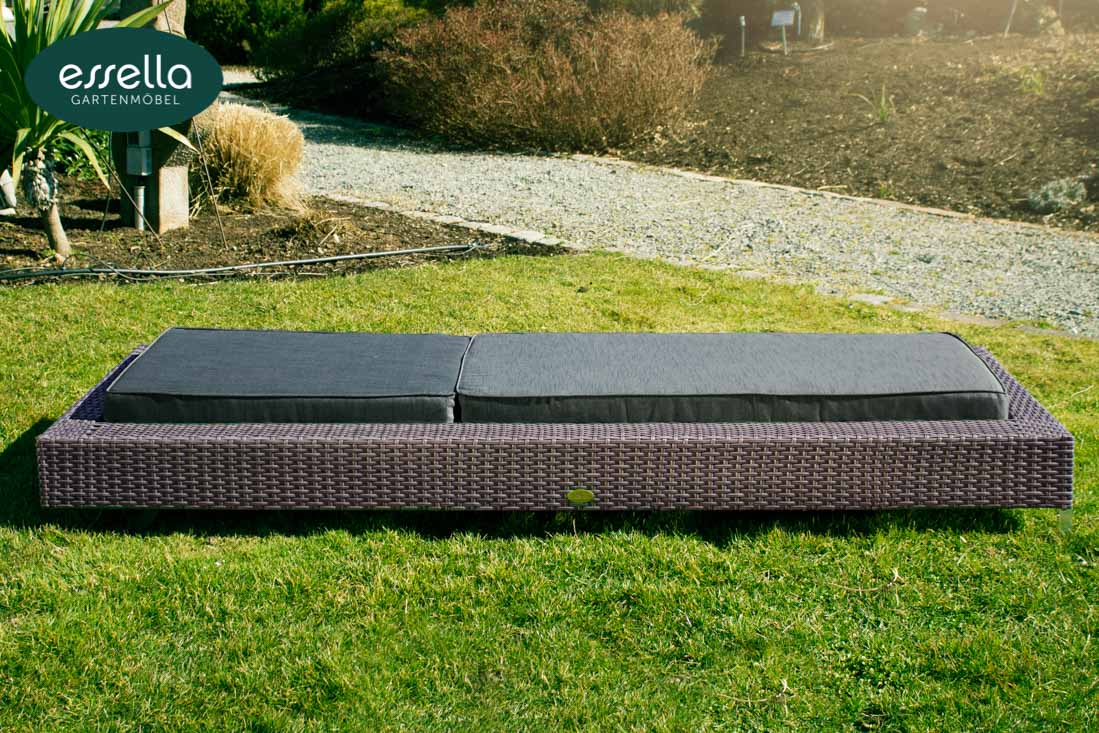 Polyrattan Sonnenliege Long Island Flachgeflecht Essella-Markenshop