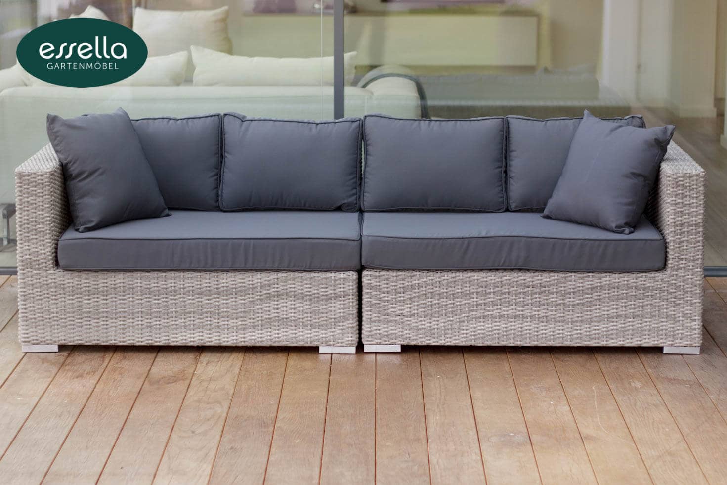 Polyrattan Lounge Miami 8-Personen Rundgeflecht Essella-Markenshop
