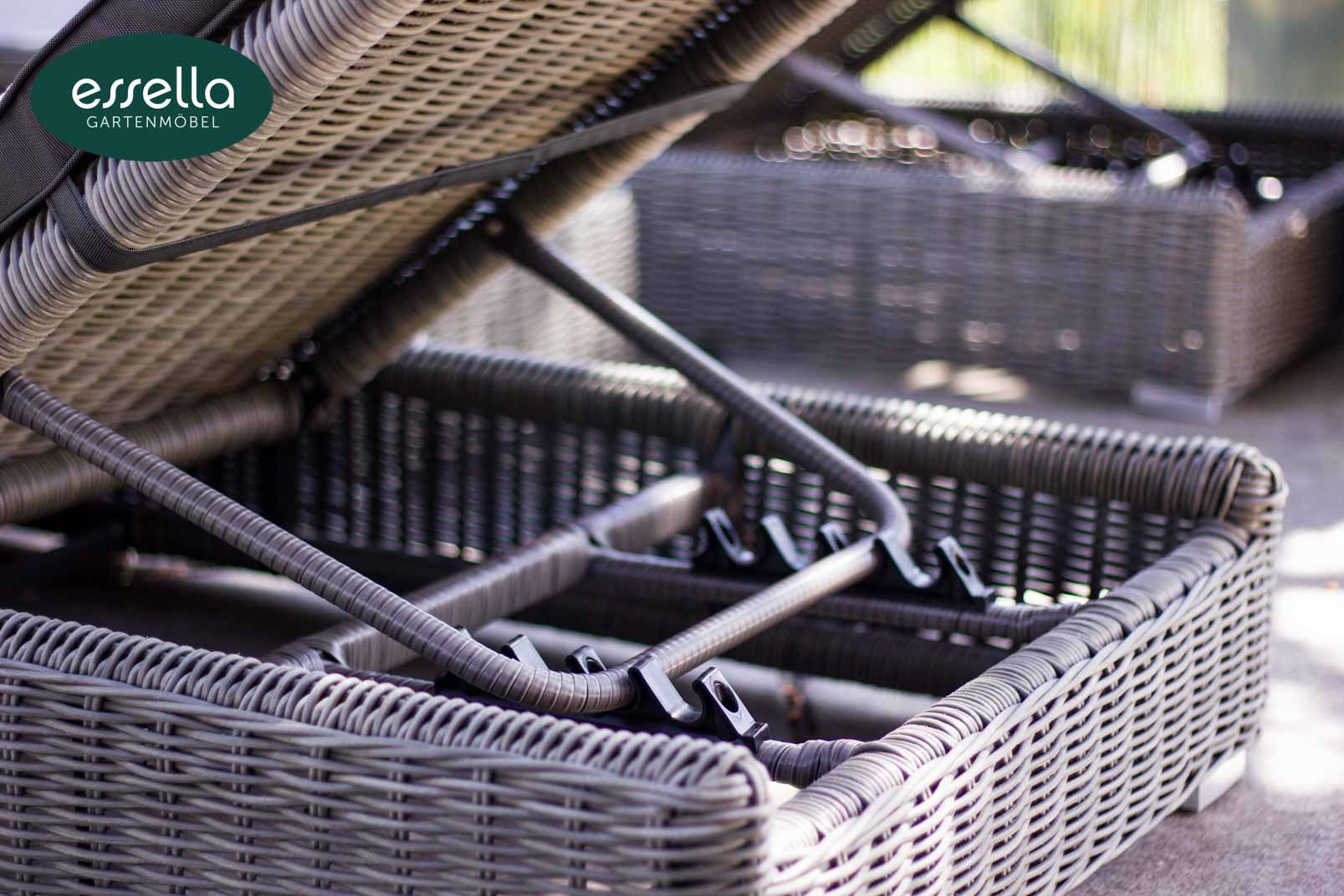 Polyrattan Sonnenliege Jamaica 2-Personen Rundgeflecht Essella-Markenshop