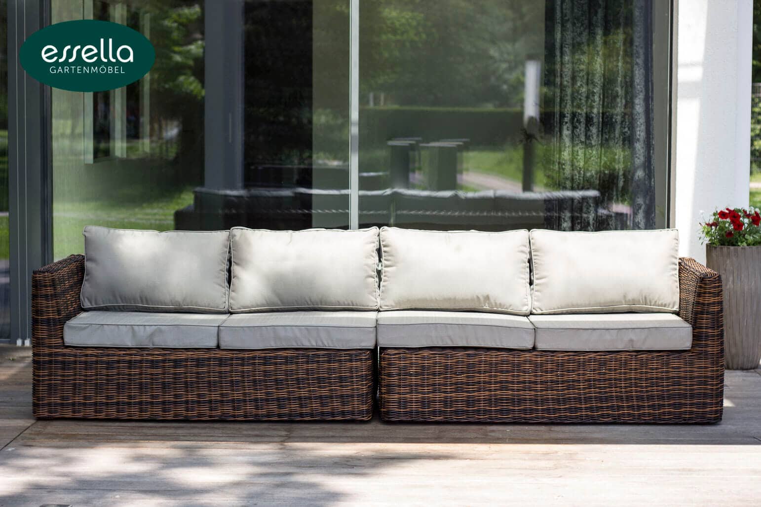 Polyrattan Lounge Oslo 5-Personen Rundgeflecht Essella-Markenshop