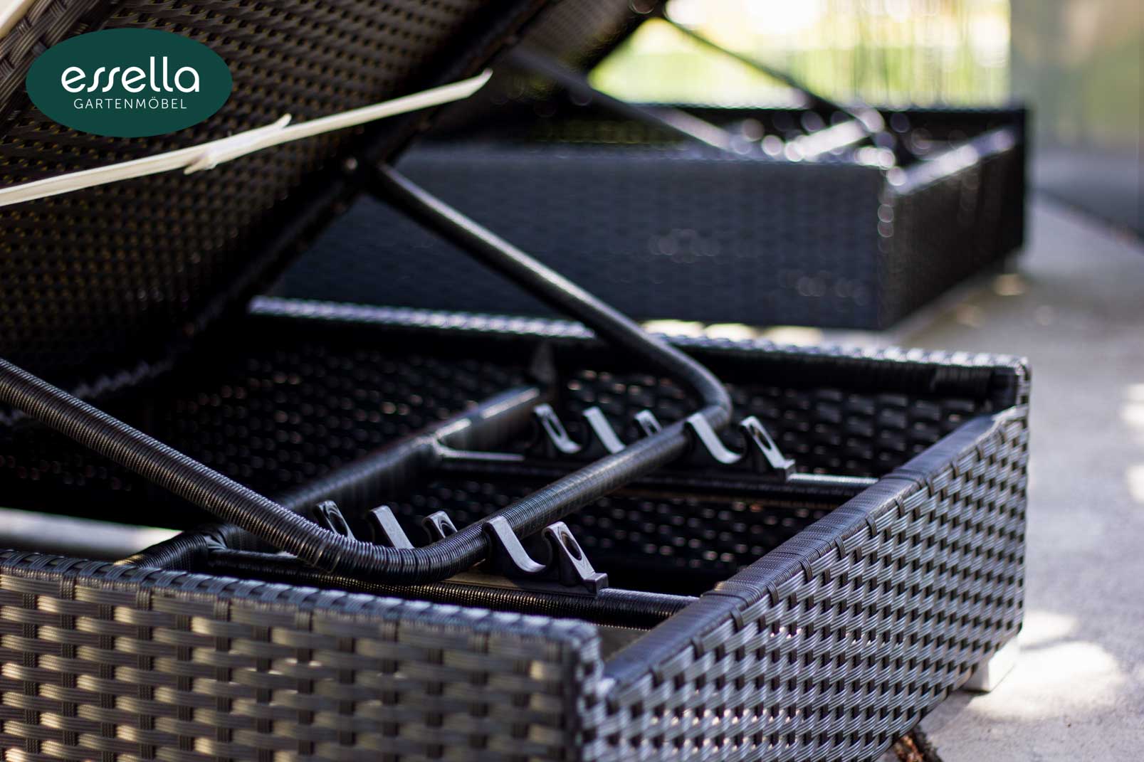 Polyrattan Sonnenliege Jamaica 2-Personen Flachgeflecht Essella-Markenshop
