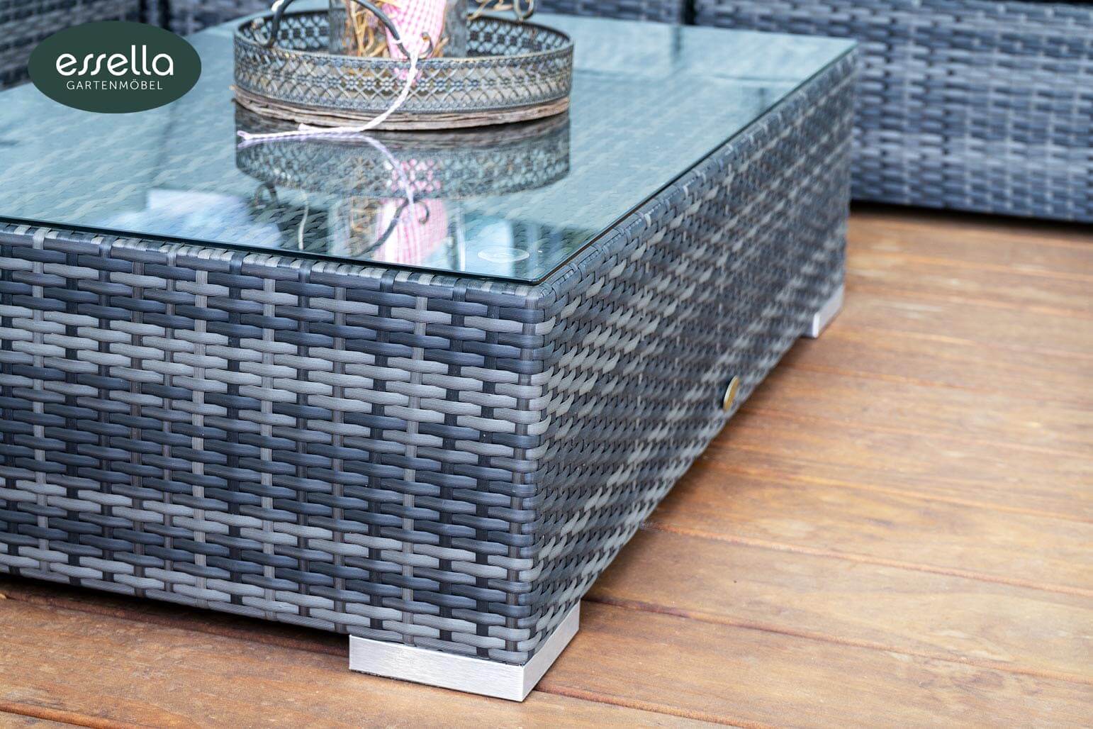 Polyrattan Lounge Miami 8-Personen Flachgeflecht Essella-Markenshop