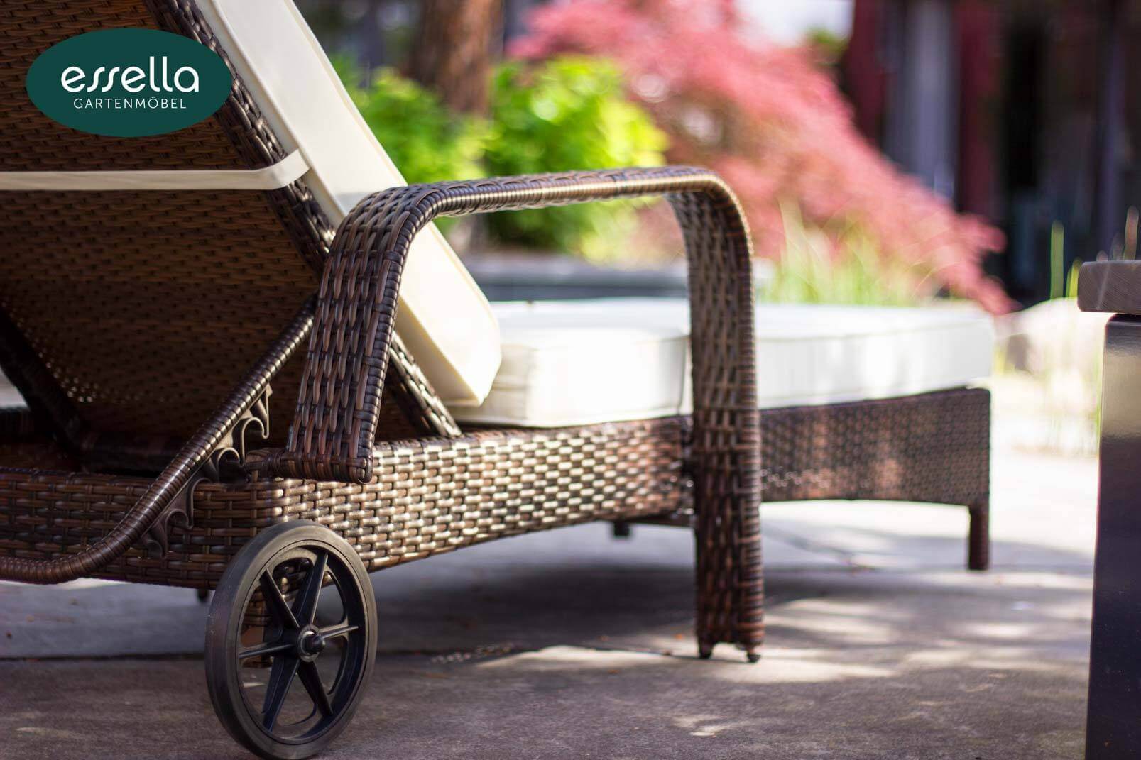Polyrattan Sonnenliege Barbados Flachgeflecht Essella-Markenshop