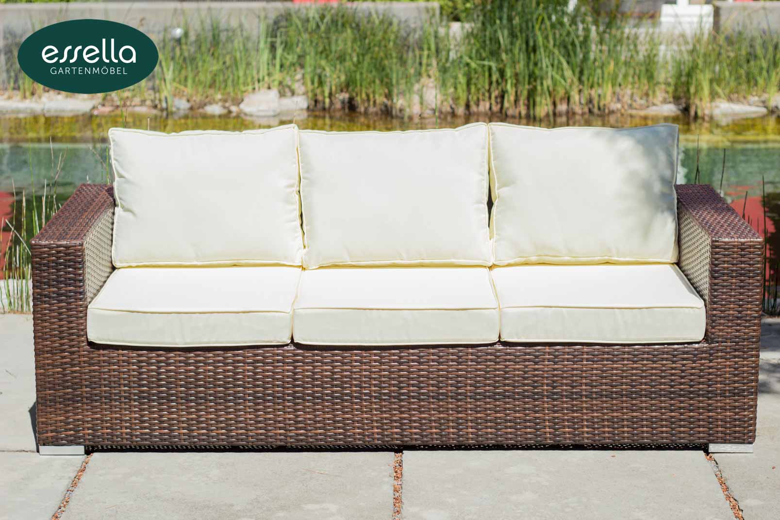 Polyrattan Lounge Bahamas 7-Personen Flachgeflecht Essella-Markenshop