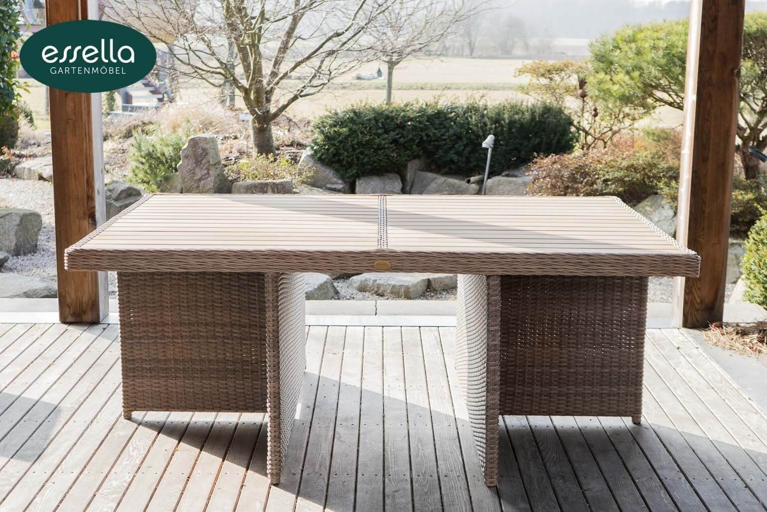 Polyrattan Sitzgruppe Vienna 8-Personen Polywood Rundgeflecht Essella-Markenshop