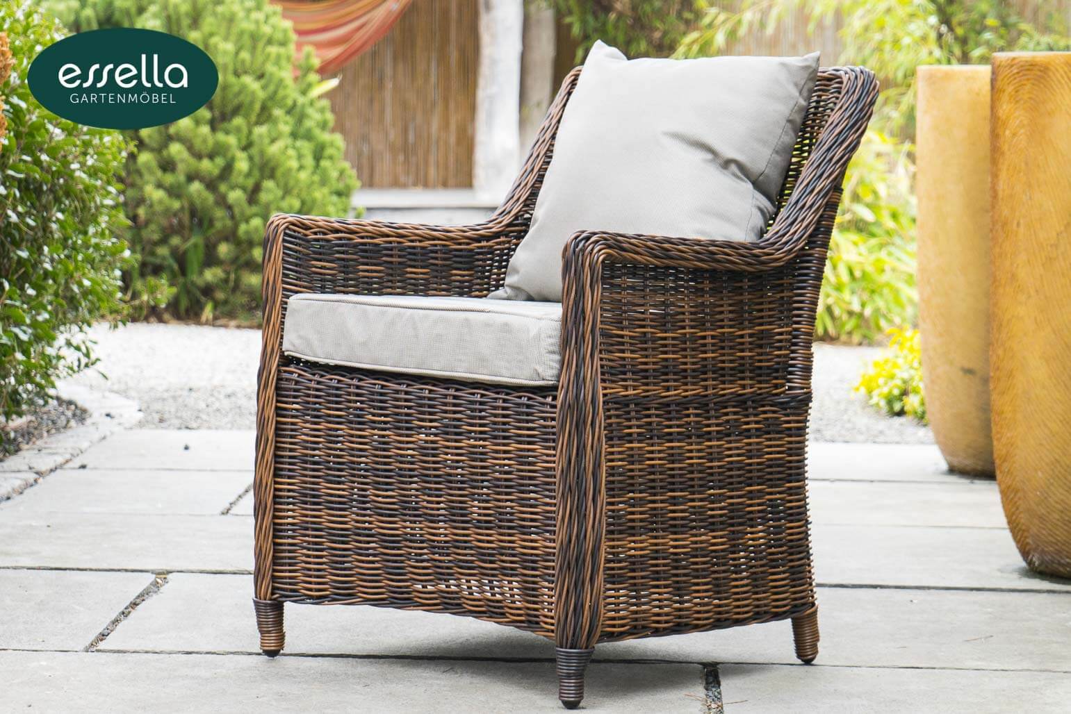Polyrattan Sitzgruppe Dubai 6-Personen Rundgeflecht Essella-Markenshop
