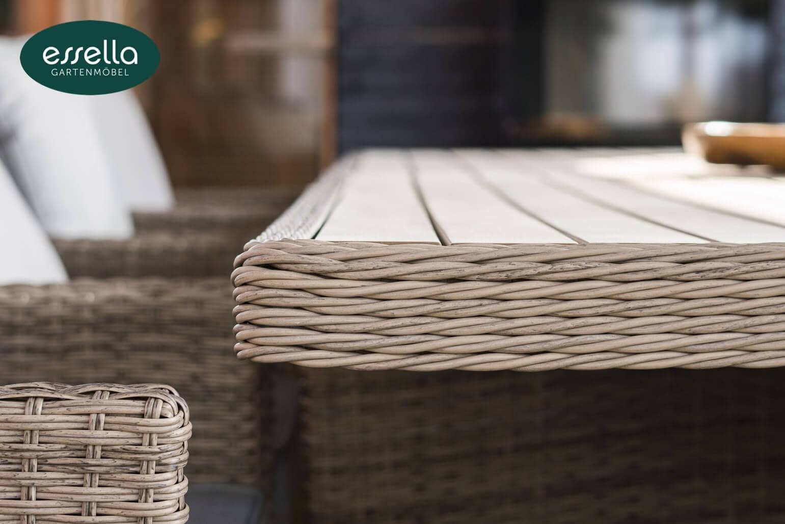 Polyrattan Sitzgruppe Vienna 8-Personen Polywood Rundgeflecht Essella-Markenshop