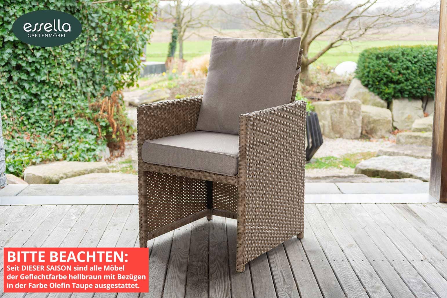 Polyrattan Sitzgruppe Vienna 8-Personen Polywood Rundgeflecht Essella-Markenshop