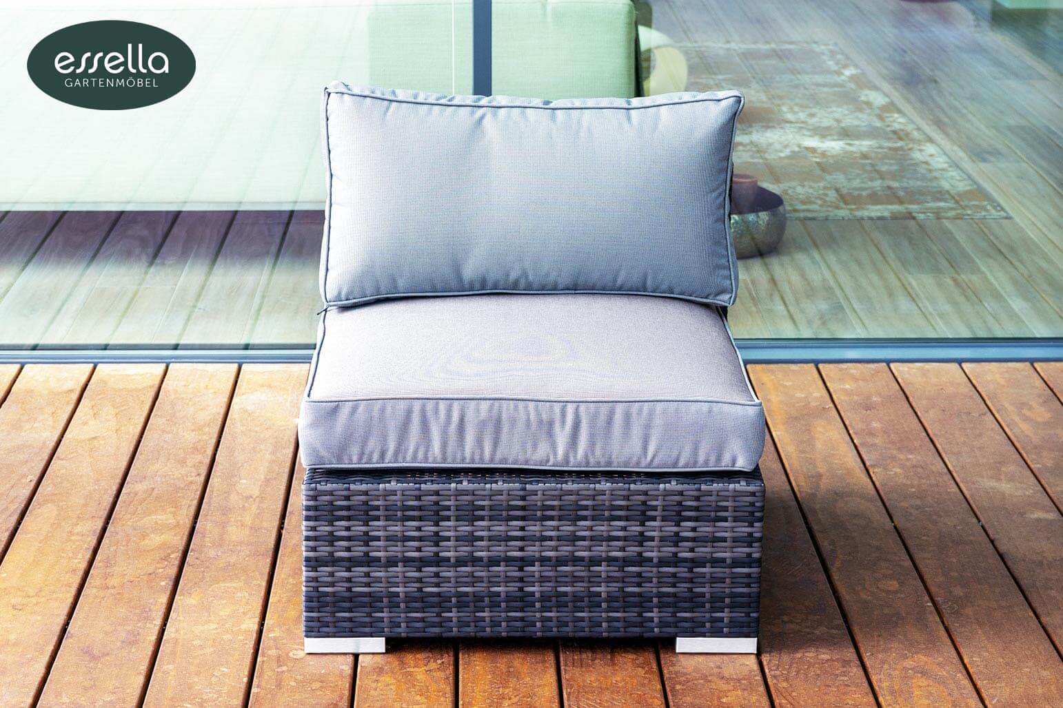 Polyrattan Lounge Miami 8-Personen Flachgeflecht Essella-Markenshop