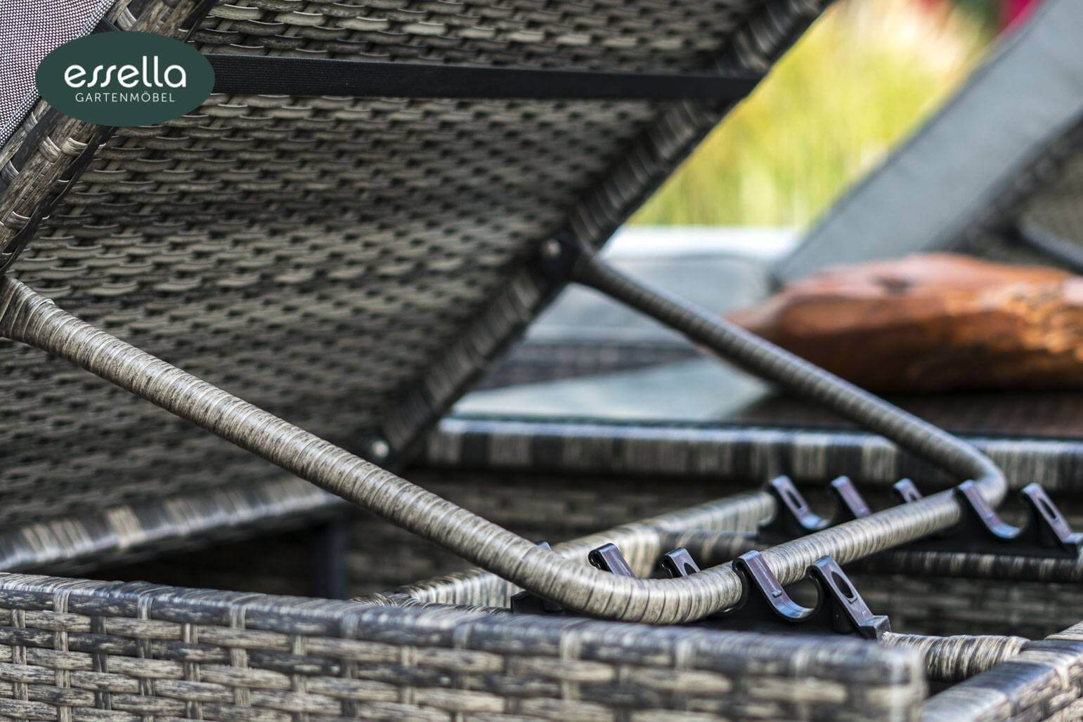 Polyrattan Sonnenliege Capri Flachgeflecht Essella-Markenshop