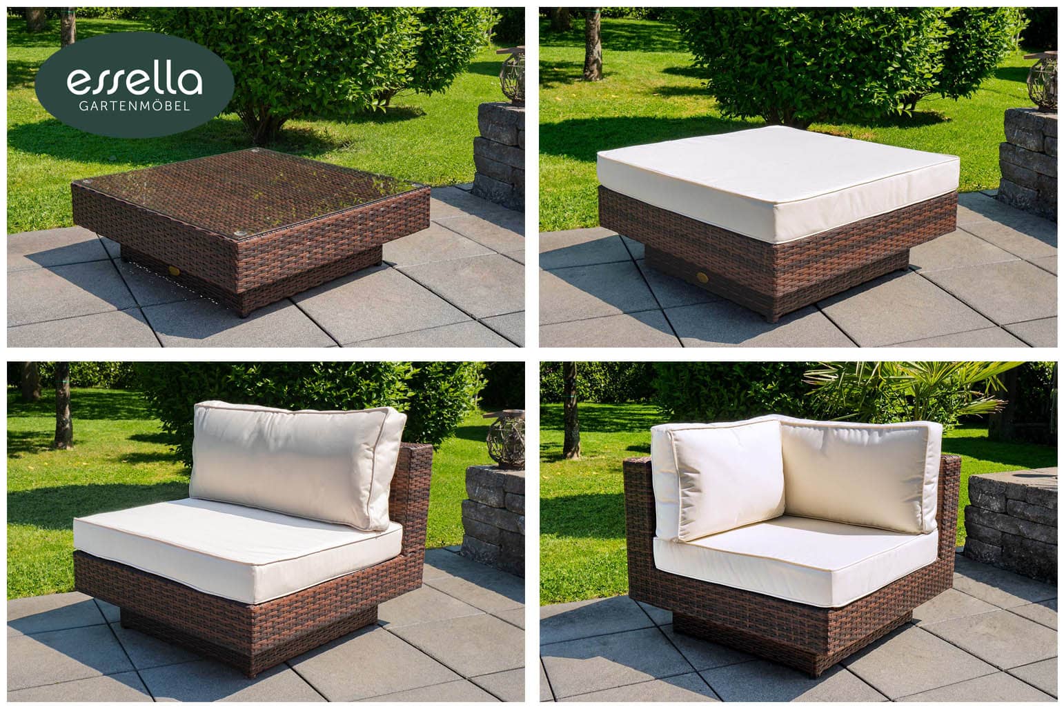 Polyrattan Lounge Melbourne 6-Personen Flachgeflecht Essella-Markenshop