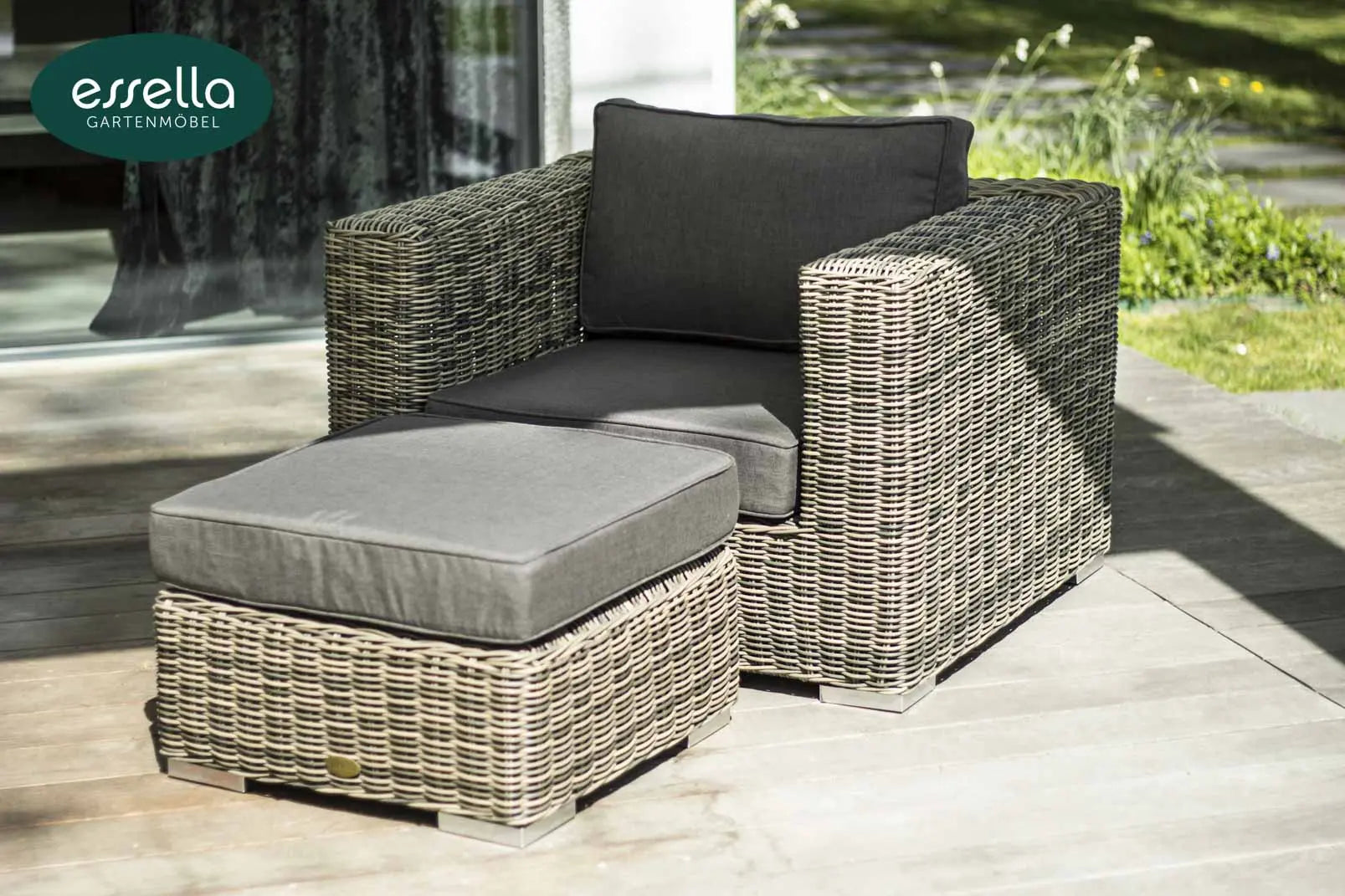 Polyrattan Lounge Alabama 7-Personen Rundgeflecht Essella-Markenshop