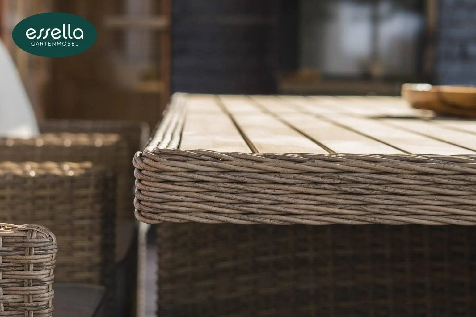 Polyrattan Sitzgruppe Vienna 6-Personen Polywood Halbrundgeflecht Essella-Markenshop