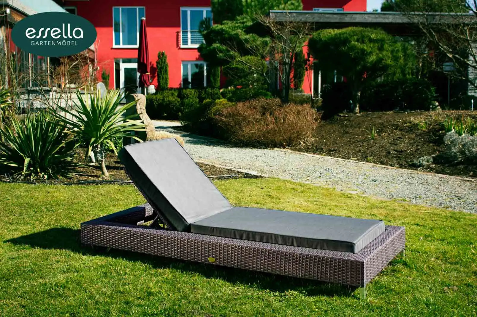 Polyrattan Sonnenliege Long Island Flachgeflecht Essella-Markenshop