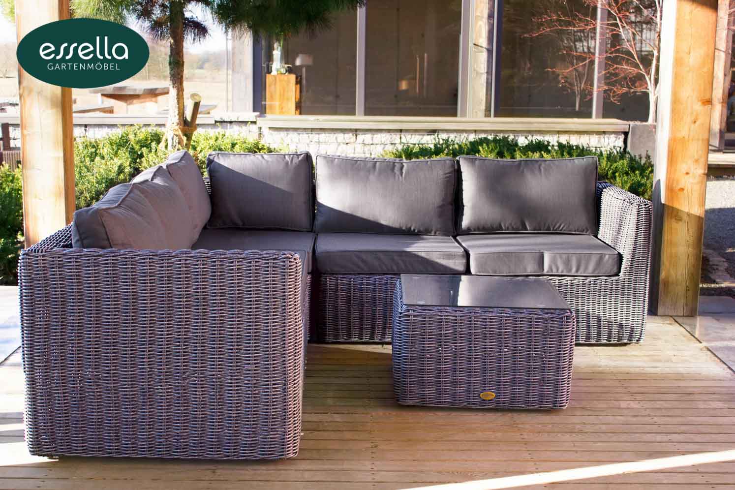 Polyrattan Lounge Oslo 5-Personen Rundgeflecht Essella-Markenshop