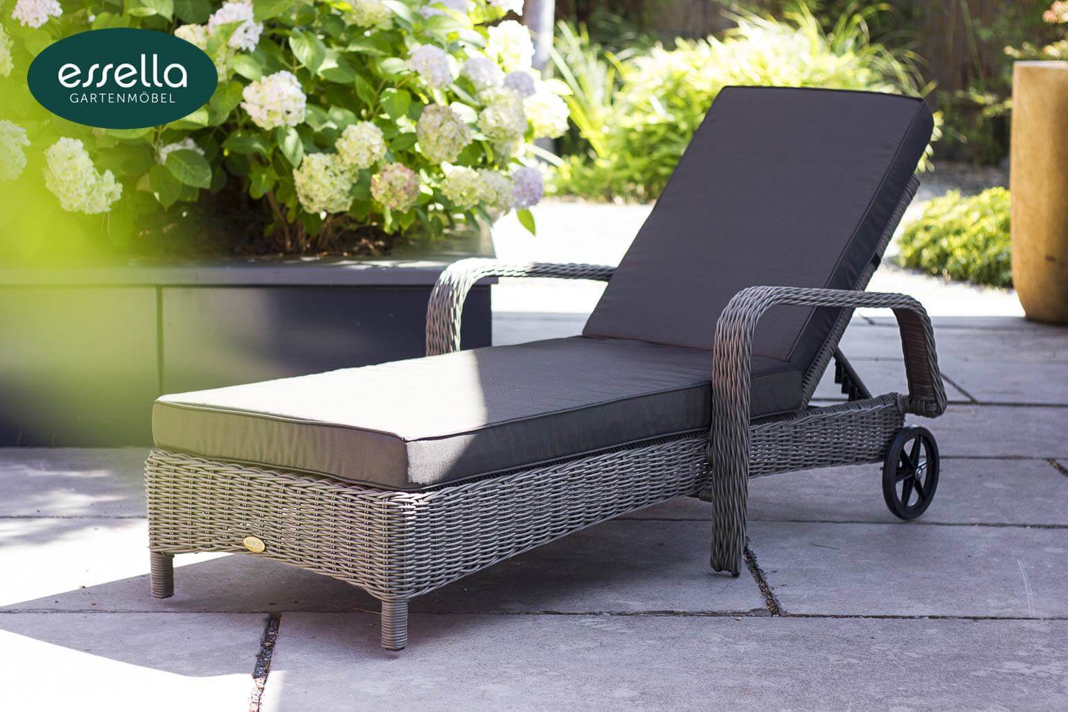 Polyrattan Sonnenliege Barbados Rundgeflechtoptik Essella-Markenshop