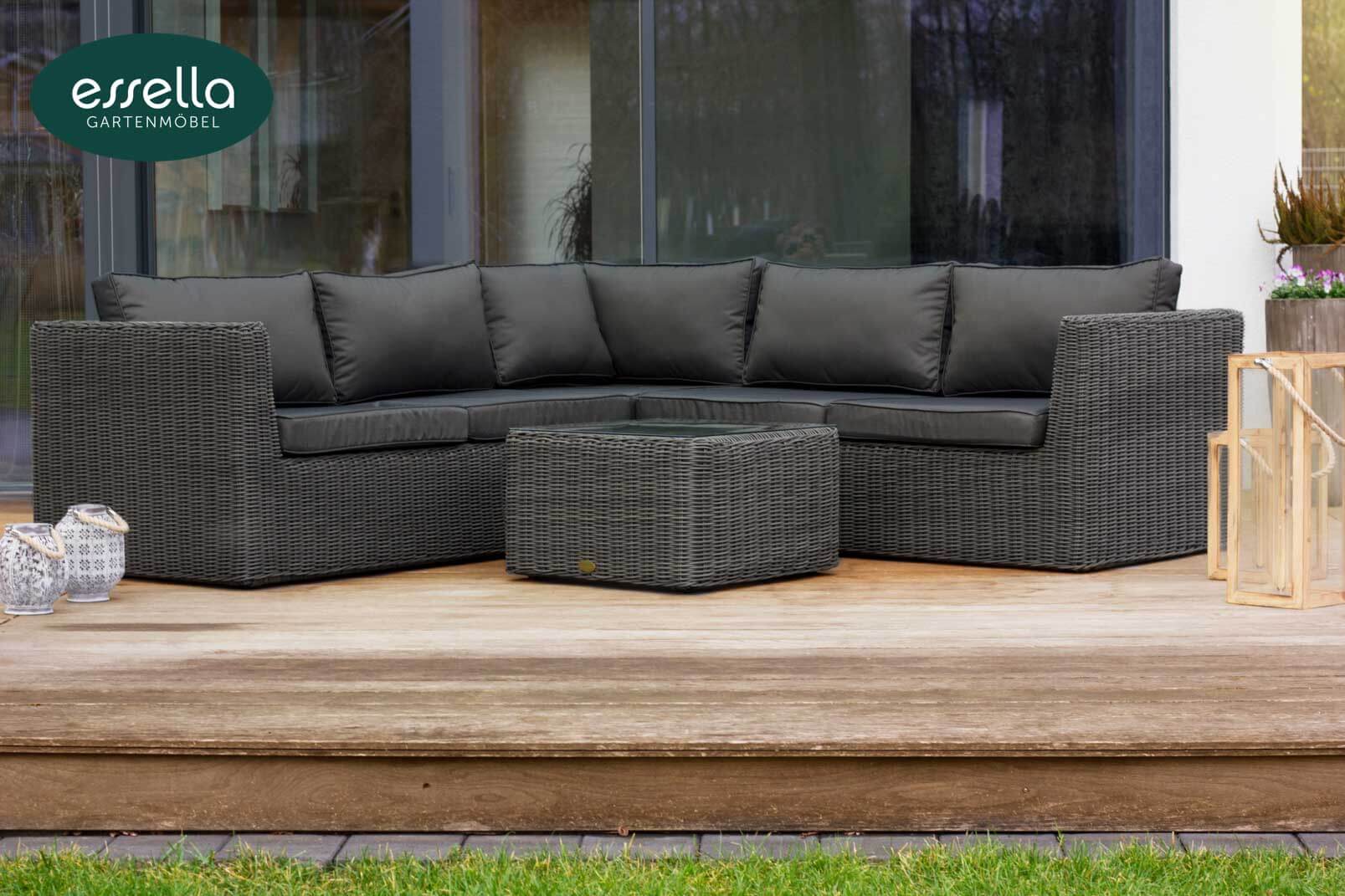 Polyrattan Lounge Oslo 5-Personen Rundgeflecht Essella-Markenshop