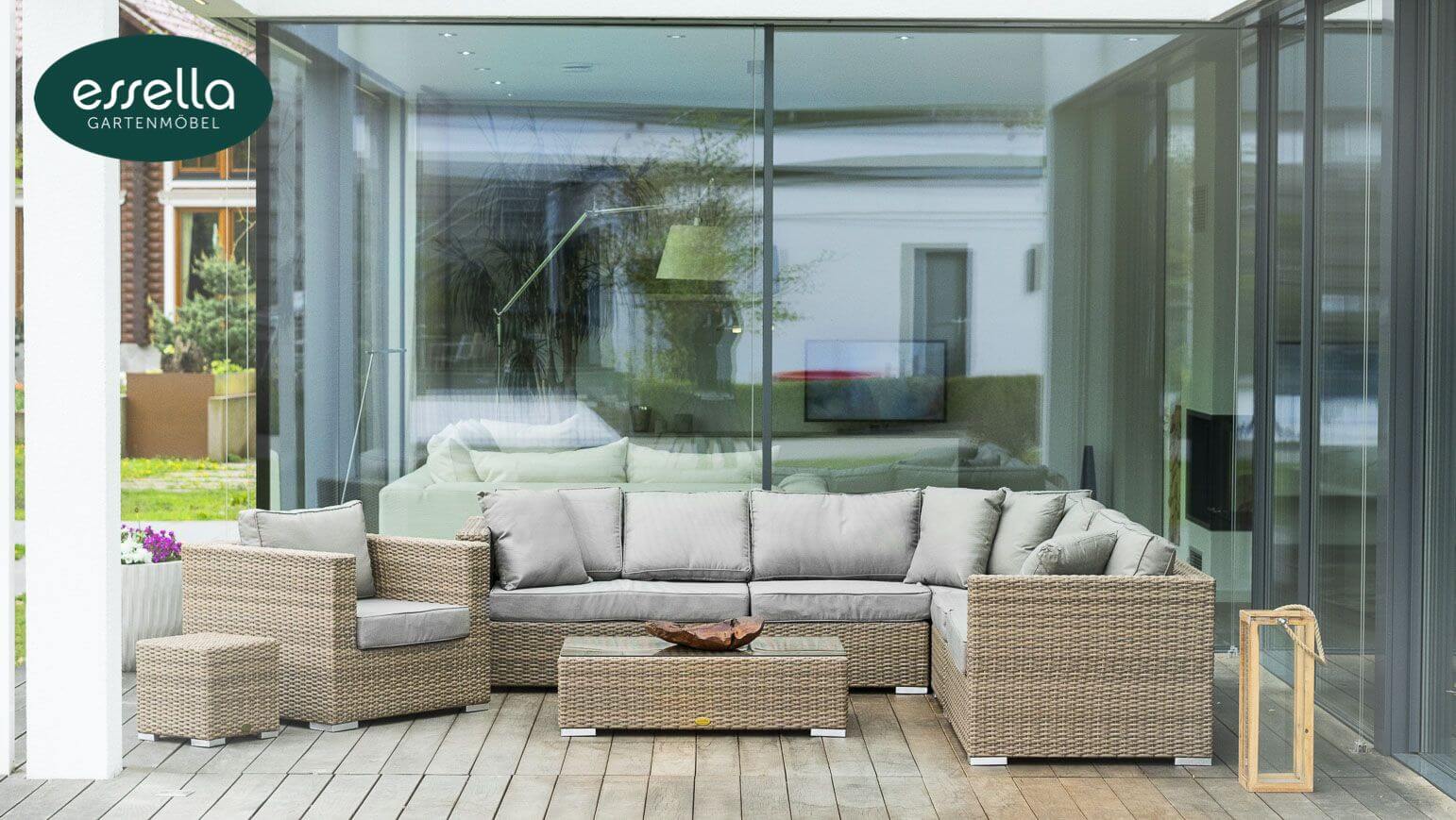 Polyrattan Lounge Miami 8-Personen Rundgeflecht Essella-Markenshop