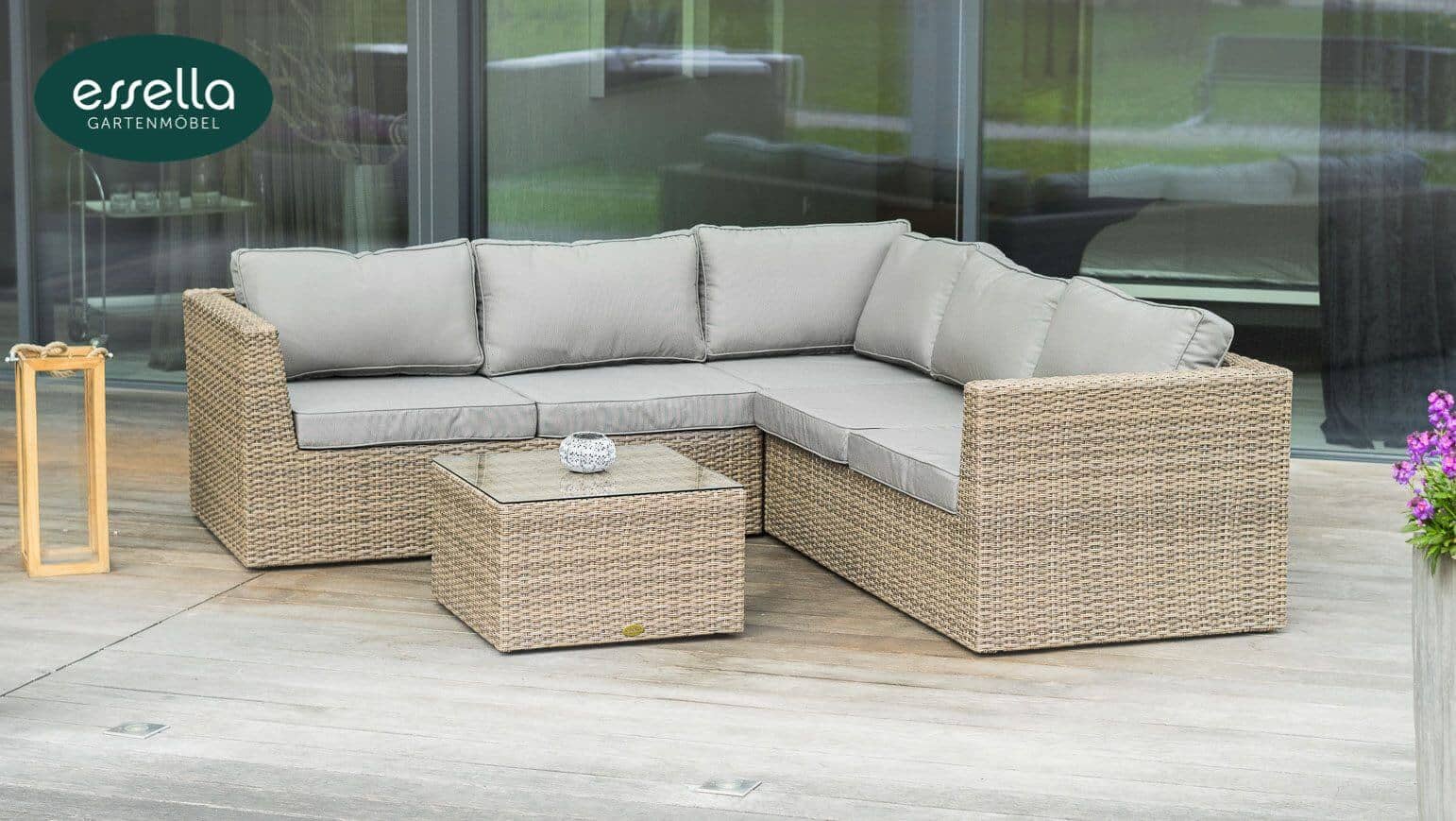 Polyrattan Lounge Oslo 5-Personen Rundgeflecht Essella-Markenshop