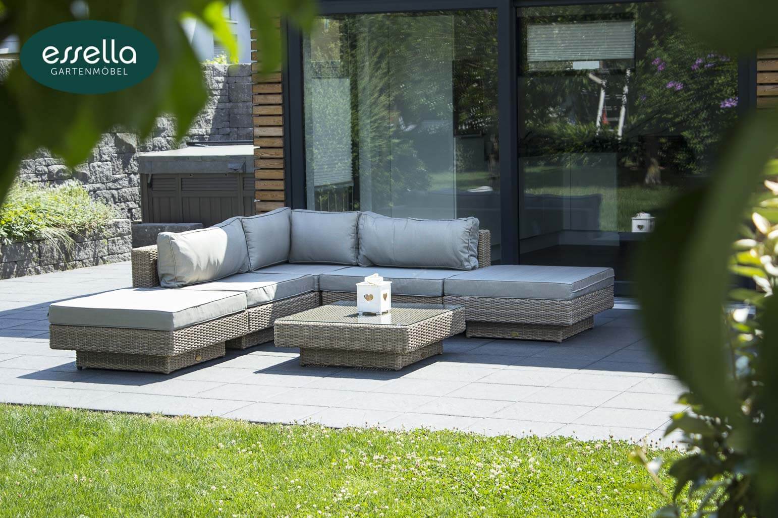 Polyrattan Lounge Melbourne 6-Personen Rundgeflecht Essella-Markenshop