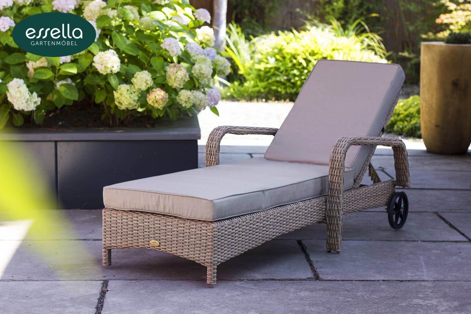 Polyrattan Sonnenliege Barbados Rundgeflechtoptik Essella-Markenshop