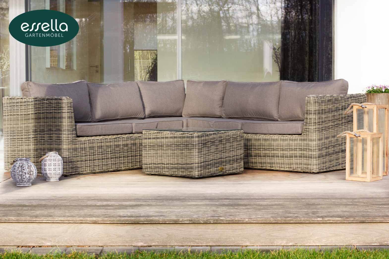 Polyrattan Lounge Oslo 5-Personen Rundgeflecht Essella-Markenshop