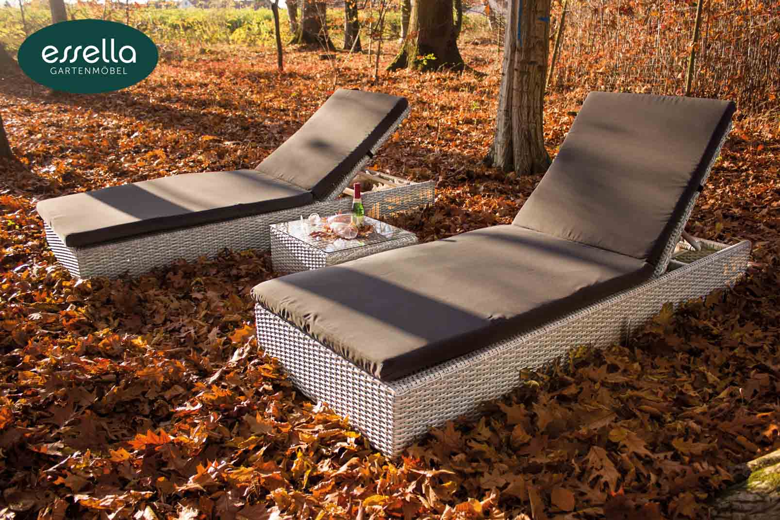 Polyrattan Sonnenliege Jamaica 2-Personen Rundgeflecht Essella-Markenshop