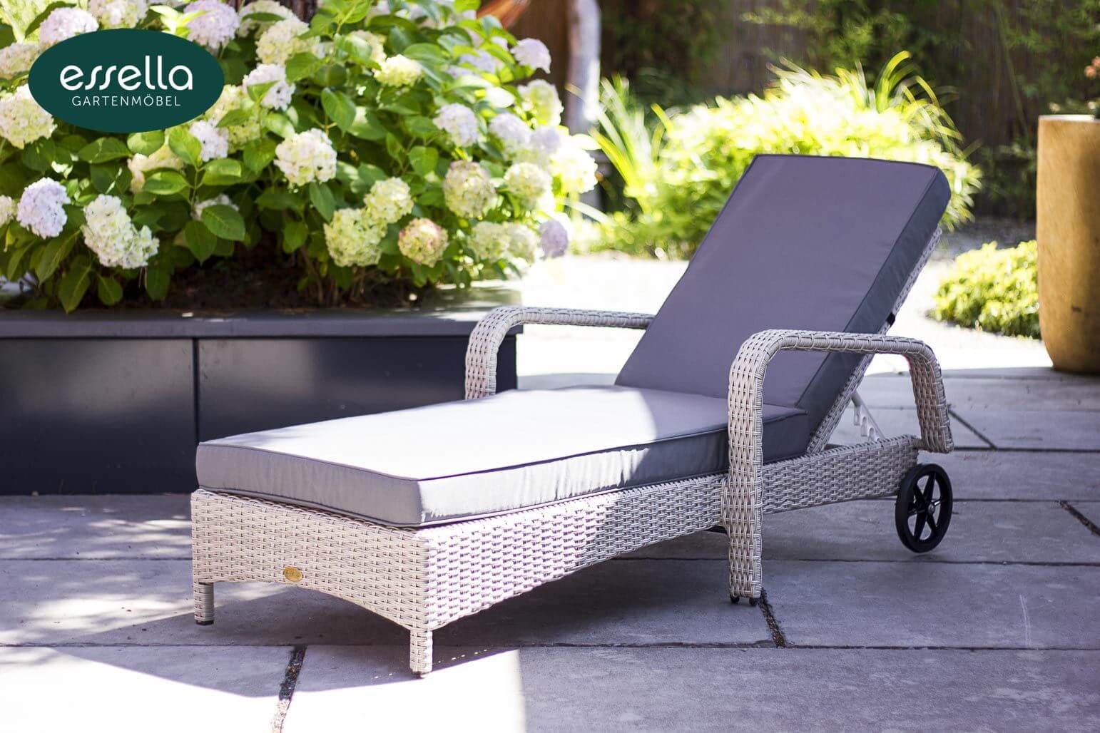 Polyrattan Sonnenliege Barbados Rundgeflechtoptik Essella-Markenshop