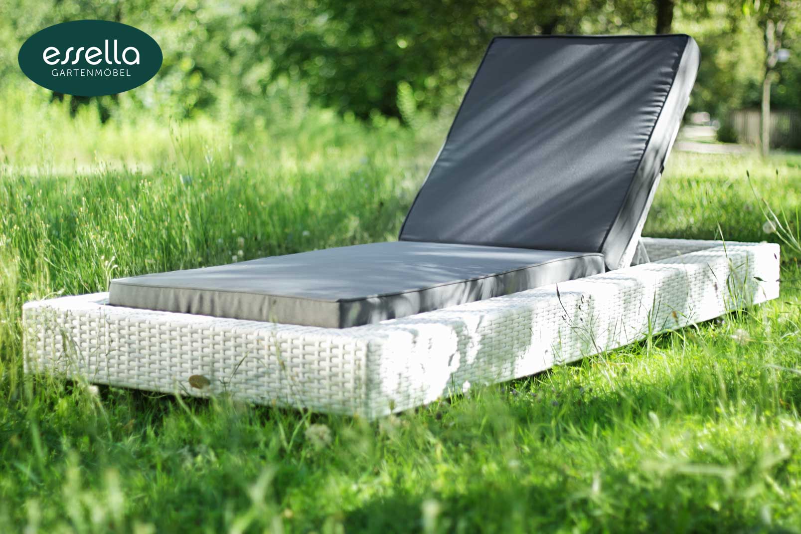 Polyrattan Sonnenliege Long Island Flachgeflecht Essella-Markenshop