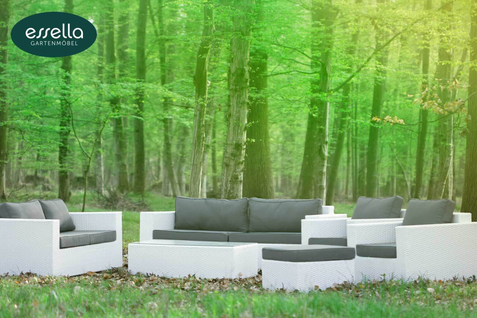 Polyrattan Lounge Bahamas 7-Personen Flachgeflecht Essella-Markenshop