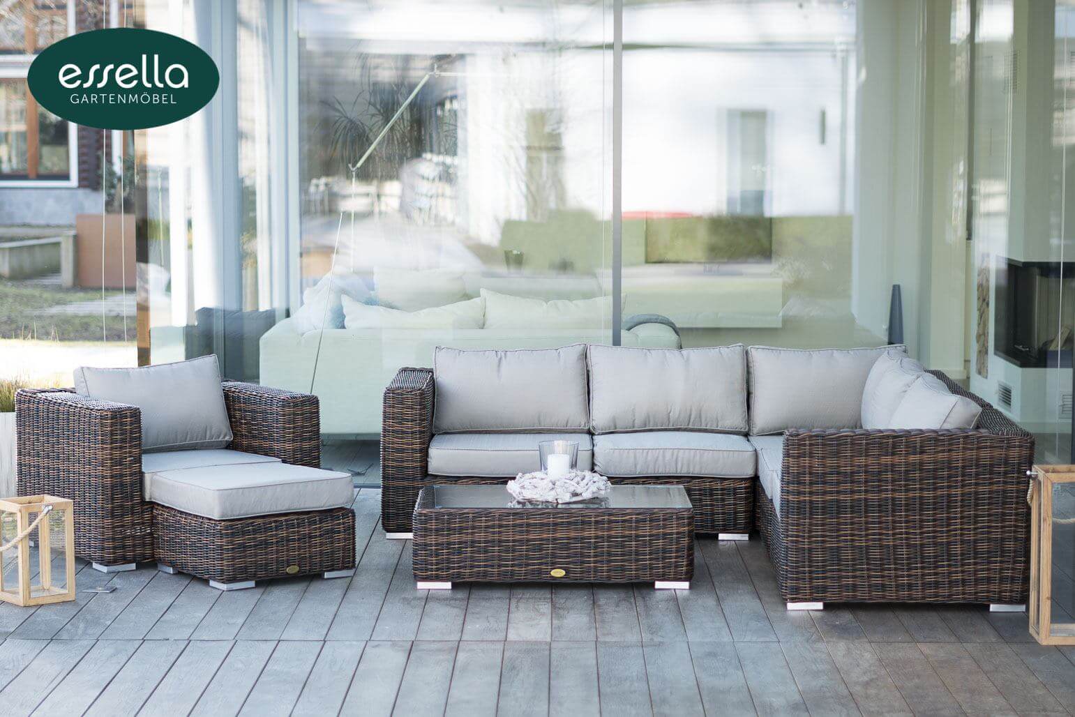 Polyrattan Lounge Alabama 7-Personen Rundgeflecht Essella-Markenshop