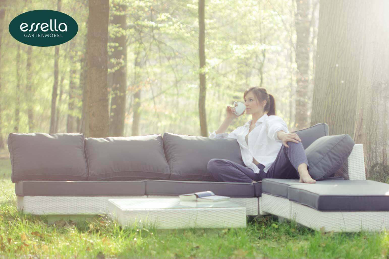 Polyrattan Lounge Melbourne 6-Personen Flachgeflecht Essella-Markenshop