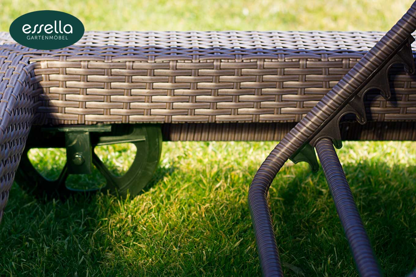 Polyrattan Sonnenliege Long Island Flachgeflecht Essella-Markenshop