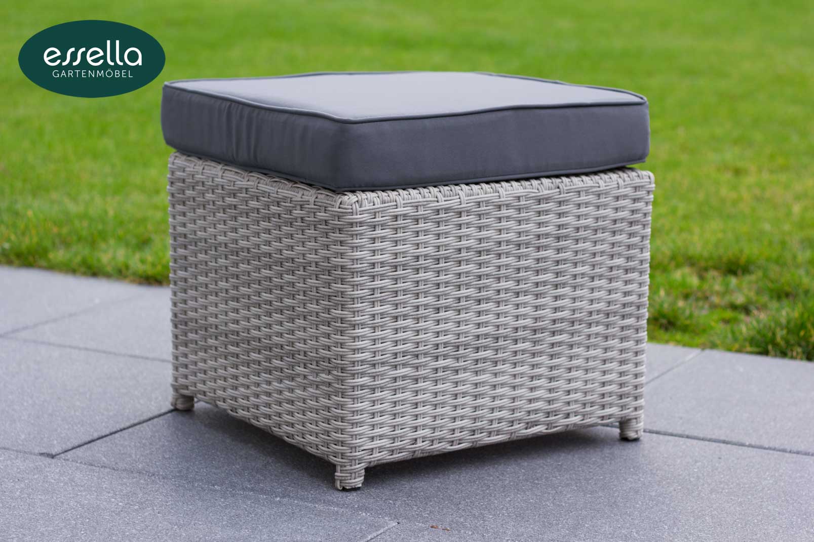 Polyrattan Sitzgruppe Vienna 6-Personen Halbrundgeflecht mit Glasplatte Essella-Markenshop