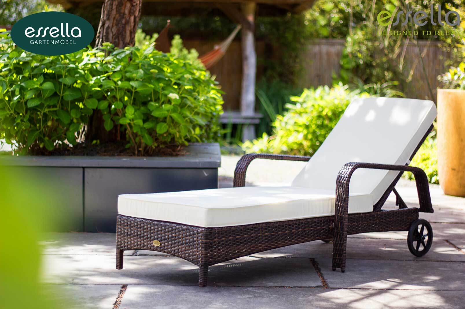 Polyrattan Sonnenliege Barbados Flachgeflecht Essella-Markenshop