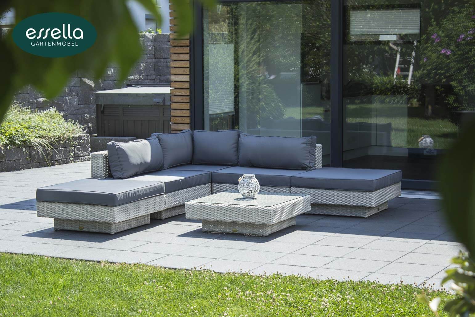 Polyrattan Lounge Melbourne 6-Personen Rundgeflecht Essella-Markenshop
